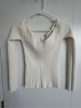 H&M Off-White Ribbed Scoop-Neck Tank